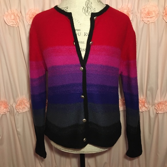 Karen Scott Colorful Striped Sweater Cardigan - Picture 1 of 10